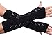 Senchanting Lady Winter Long Stretch Weave Knit Arm Warmer Fingerless Hollow Out Gloves(Black)