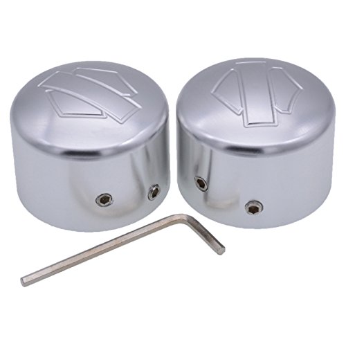 TUINCYN Chrome Motorcycle Front Axle Cover Cap Nut Motor Bike Aluminum Decoration Universal for Harley Harley XL883 XL1200 X48 Softail Dyna V-Rod Touring Trike (1 pair)