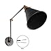 Lemonbest Industrial Swing Arm Wall Sconce Shade Adjustable Handle Rustic Loft Light Sconce Wall Lamp Fixtures E27 Black Metal