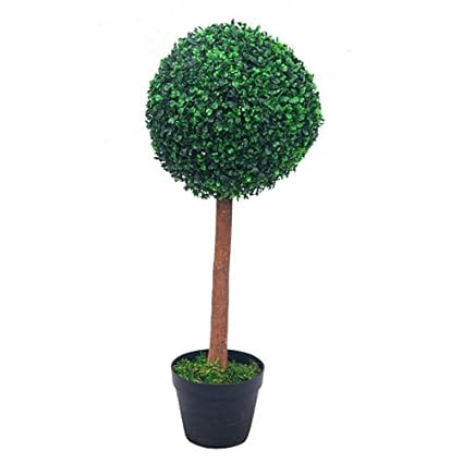 Decovego Buchsbaum Kugel Künstliche Pflanze Buxus Deko im Blumentopf Echtholz 57cm