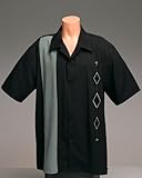 Mens Retro Bowling Shirt, BIG & TALL. All size available Black & Gray