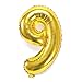 40'' Number 0-9 Thickening Gold Foil Digital Foil Mylar Balloons for Birthday Party Wedding Anniversary (Number 9) BA09