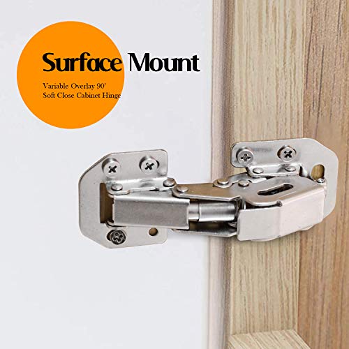 Ravaver 6 Pack NonMortise Soft Close Hinges, 90° Variable Overlay Hydraulic Heavy Duty