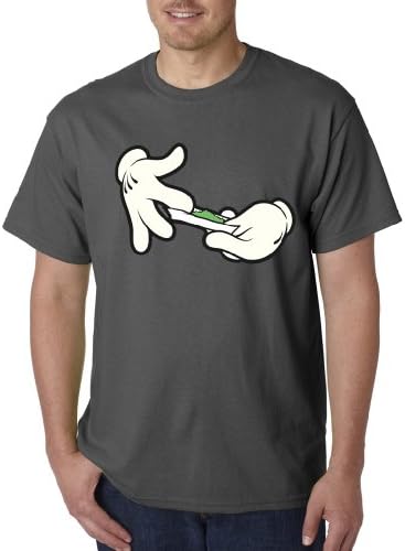 Mickey Mouse Hands Weed Roll A Joint Smoking illest Funny Mens Shirt A2S - Charcoal - Medium