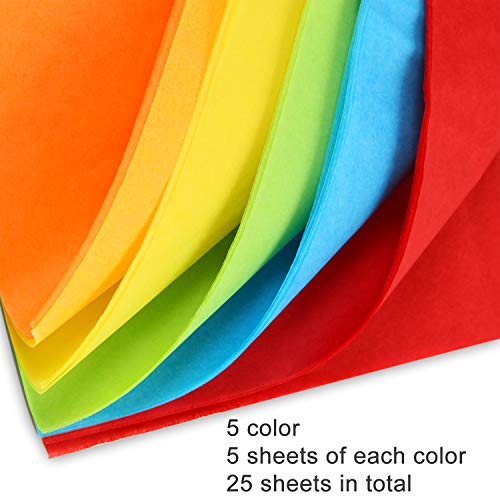Coobey 20 Pieces Kraft Paper Bags Party with 25 Sheets Tissue Paper for Birthday, Wedding, Tea Partyand Party Celebrations