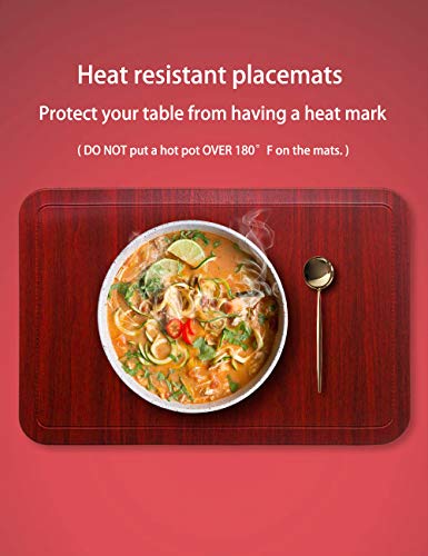 Alpiriral Dining PlaceMats Heat Resistant PlaceMats Easy to Wipe Off Scrub Vinyl Place Mats Washable Table Mats Protect A Table from Messes & with A Nice Looking (Red, Set of 6) - Thumbnail 2