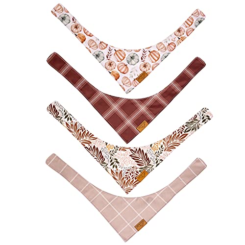 Remy+Roo Dog Bandanas 4 Pack Amber Set Premium Durable Fabric Unique Shape Adjustable