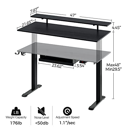 Rolanstar Height Adjustable Standing Desk, 47 Inches Electric Stand Up