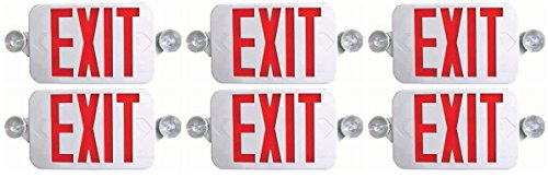 Ciata Lighting All LED Decorative Red Exit Sign & Emergency Light Combo with Battery Backup (6 Pack)