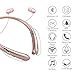 Bluetooth Headphones, Doltech Bluetooth 5.0 Neckband Headphones Noise Cancelling Headset with Carrying Case Retractable Earbuds Stereo Earphones with Mic (Rose Gold)