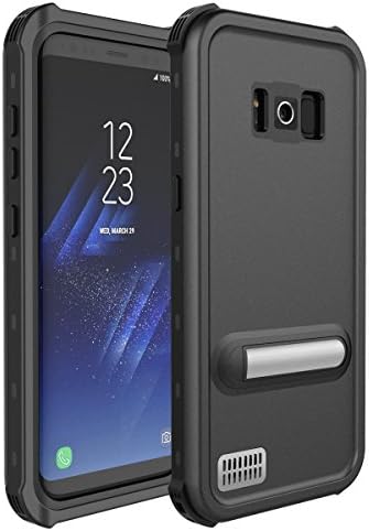 Galaxy S8 Plus Waterproof Case, Vcloo S8 Plus Underwater Protection Kickstand Case, Dust Proof, Shock Proof, Snow Proof, Drop Proof, Rain Proof, Heavy Duty Slim Cover Case for Galaxy S8 Plus (Black)