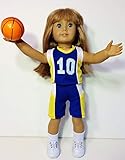 The Wishlist Store Basketball Outfit Uniform Fits American Girl Doll, 18 Inch Doll Clothes Plus Sneakers, Socks, Basketball !!