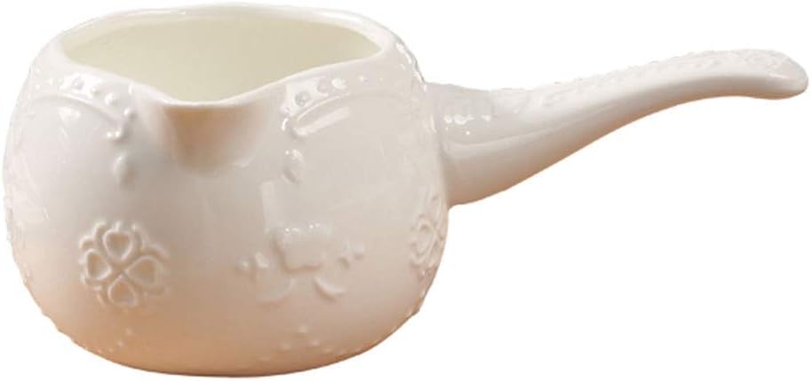 Saucer Stand/Gravy Boat 10-Ounce Antique White Gravy Boat with Long Handle Home Essentials Tray and Ladle/Gravy Sauce Boat
