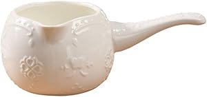 Saucer Stand/Gravy Boat 10-Ounce Antique White Gravy Boat with Long Handle Home Essentials Tray and Ladle/Gravy Sauce Boat