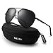 WELUK Men's Military Style Suglasses Polarized 64mm Al-Mg Frame for Fishing Driving (Black/64mm)