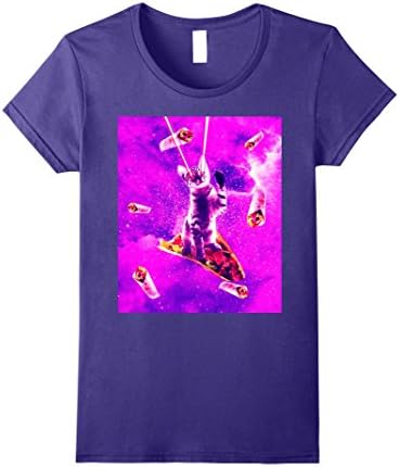 Womens Outer Space Taco Cat - Rainbow Laser Eyes, Burrito T-Shirt Medium Purple