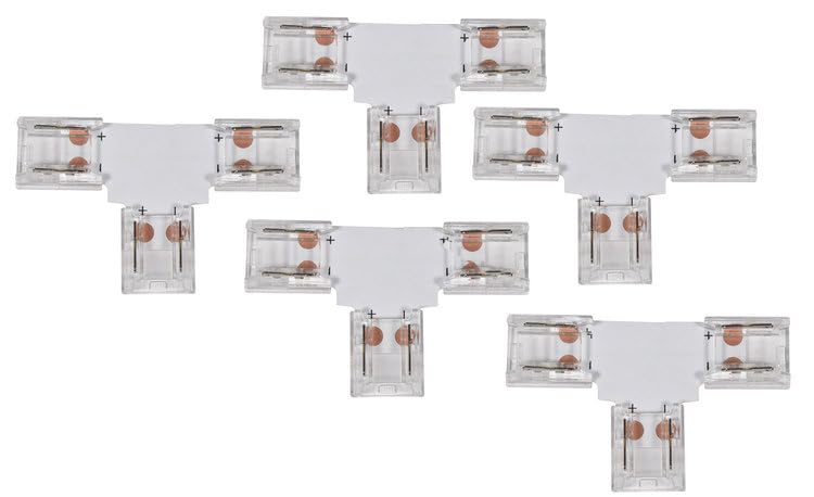 Lyyt | Solderless Single Colour COB LED Strip 10mm Connectors - 5 Pack | 10mm T-Connectors