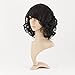 MapofBeauty 14 Inch/35cm Charm Side Bangs Fluffy Synthetic Curly Short Hair Wig (Black)