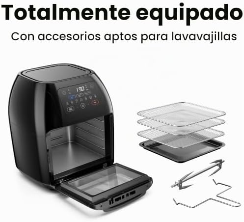 Multifunctional Digital Air Fryer+ Rotisserie, Dehydrator, Convection Oven, 17 Touch Screen Presets Fry, Roast, Dehydrate, Bake, XL 10L Family Size, Auto Shutoff, Large Easy-View Window, Black