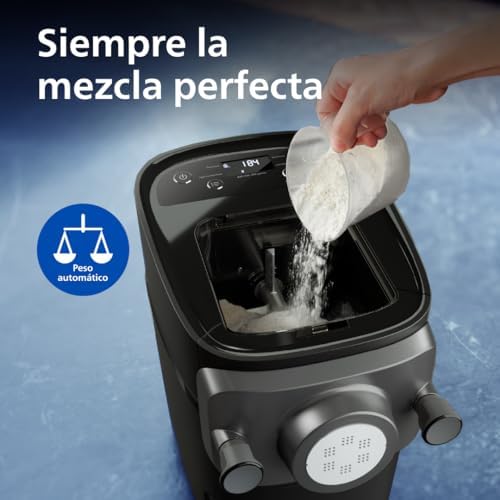 Philips pasta maker série 7000 - tecnologia proextrude, pesagem automática, totalmente automática, 8 discos modeladores, preto (hr2665/93)