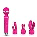Vibrator, G-spot Rabbit Wand Massager Cordless - 7 Speeds - Rechargeable & Waterproof - Body Safe Silicone Vibrating Dildo Sex Toy for Women with Extra Head Sleeve (Pink)