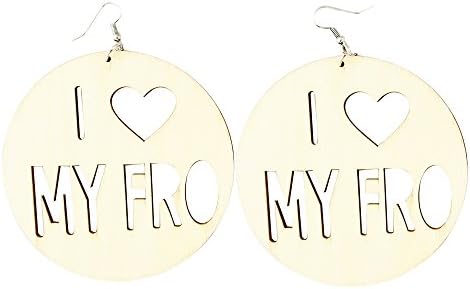 I❤️My Fro Earrings/Natural Hair/African American Woman Earring/Wood Jewelry