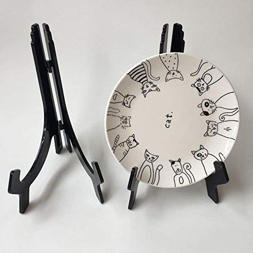 Premium Quality Clear Traditional Acrylic Plate Stand Display Picture Photo Frame Stand Holder - Perfect for 10" to 18" Inch Plates in Black