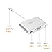 USB-C to VGA Adapter, ARKTEK USB Type C (Thunderbolt 3 Compatible) to VGA + USB 3.0 + USB-C Charging Hub Adapter for MacBook Pro Chromebook Pixel and more (Aluminum Case, Silver)