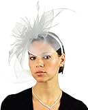 NYFASHION101 Elegant Formal Curlicue Center Sinamay Fascinator Headband - White