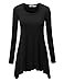Lock and Love WT953 Womens Round Neck Long Sleeve Rib Trapeze Tunic Top XXL Black