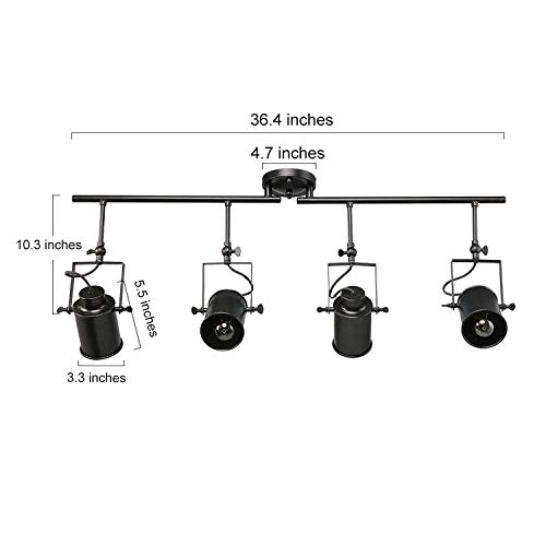 LALUZ 4-Light Adjustable Track Lighting Kit Semi Flush Mount Close to Ceiling Light