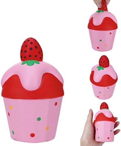 Yeefant Stress Relief Strawberry Ice Cream Cake Cup Super Soft Slow Rising Relaxing Anti-Anxiety Squeeze Scented Collection Squeeze Stress Reliever Toy For Kids Adult,Multicolor, 5.5x4.7x2.8 Inch