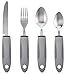 Adaptive Utensils (4-Piece Kitchen Set) Non-Weighted, Non Slip Wide Handles for Hand Tremors, Arthritis, Parkinson’s Disease or Elderly use | Cutlery Silverware - Knife, Fork, Spoons (Gray - 1 Set)