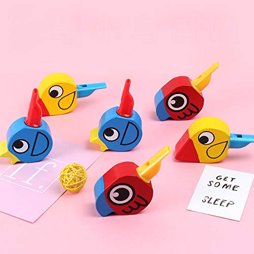 Tcplyn Premium Quality Wooden Bird Whistle for Kids Musical Instrument Educational Toys for Whistles Large Boys and Girls for Party Buttons for Bags Filler Random Color 1Pz