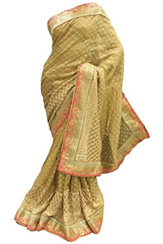 RUBS2805 Pleasing Gold & Coral Party Saree
