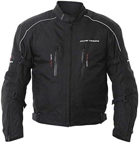 Frank Thomas Porto Mens Plus Size Textile MotorcycleJacket Black Waterproof J&S (8XL)
