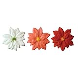 Multi Color Poinsettia Christmas Sugar Decorations Cookie Cake Cupcake 12 Count