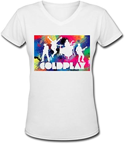 YZH hot 2016 Coldplay shirt V-Neck Tee for lady White S