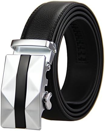 GAFASTWO Men's Genuine Leather 35mm Ratchet Dress Belt with Automatic Buckle Holeless
