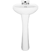 PROFLO PF1131P 19-1/2" Centerset Lavatory Pedestal Sink - Sink Only - White | Includes - Overflow and 3 Faucet Holes at 4" Centers - Sink Only - White