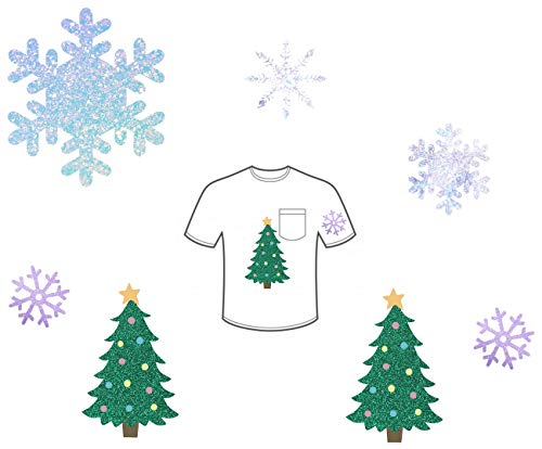 Snowflake Iron-on Patch Christmas Tree Patch Christmas Patches Glitter Snowflakes &Christmas Tree Decorate Christmas Party T-Shirts