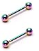 Body Accentz Nipple Shield Rings Barbell Sold as a Pair 14 Gauge Titanium IP Barbell Over 316L Stainless Steel HO2883
