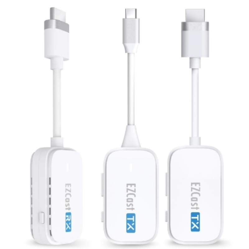 EZCast Wireless HDMI Transmitter & Receiver Kit Two Transmitters (Type-C & HDMI) and Receiver Ultra-Low Latency, Plug & Play for Laptop/PC to TV/Projector