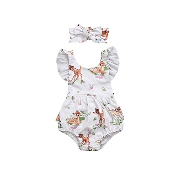 IEason Toddler Infant Baby Girl Clothes Christmas Deer Romper Headband 2Pcs Set Outfit