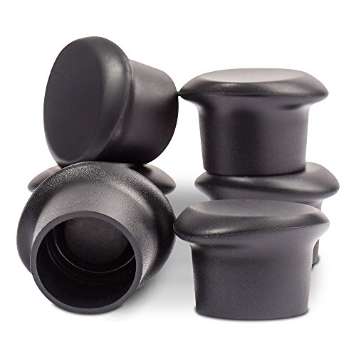 Silicone Wine Stoppers (6 pieces, Black) - Durable Silicone Rubber Beverage Preserver that is Guaranteed Spill and Leak Proof, Reusable Wine Saver with Vacuum Seal