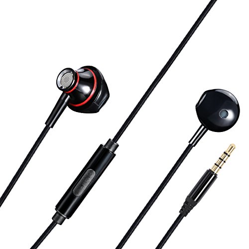 iNcool Wired Earphones Premium Quality Metal Housing Headphones With Mic 3.5 MM Premium Earbuds for Smart Phones, ios, Android, Tablet and Other Compatible Devices (BLACK) (Best Volume And Bass Booster For Android)