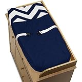 Sweet Jojo Designs Zig Zag Navy and White Chevron Baby Changing Pad Cover