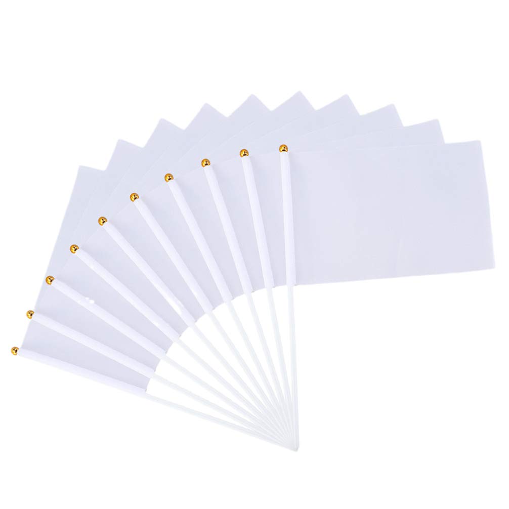 Amosfun White 14x21cm Portable Wave-Like Moving Flags, 20pcs Set, Ideal for Sports Events, Car Races, Parties & More