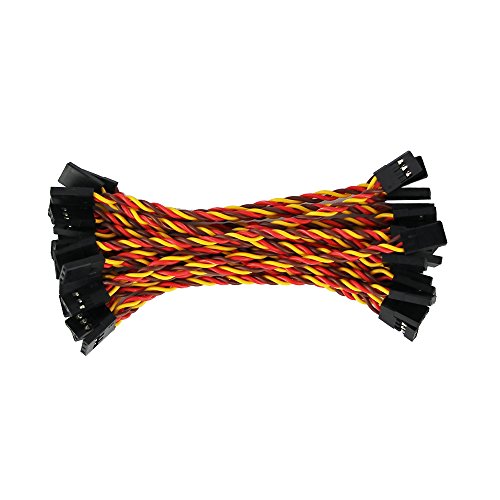 OliYin 20pcs Male to Male Plug Twisted Wiring 100mm 10cm 3.93inch 26AWG 30 Cores RC Servo Extension Lead Cable for Futaba JR