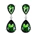 EVER FAITH Silver-Tone Teardrop Dangle Earrings Emerald Color Austrian Crystal - 1.7 Inch Long